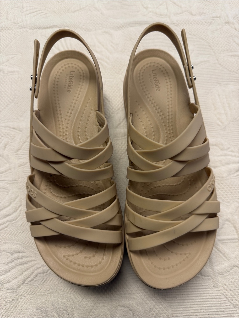 Beige Brooklyn Platform Crocs 8 - Picture 2 of 6